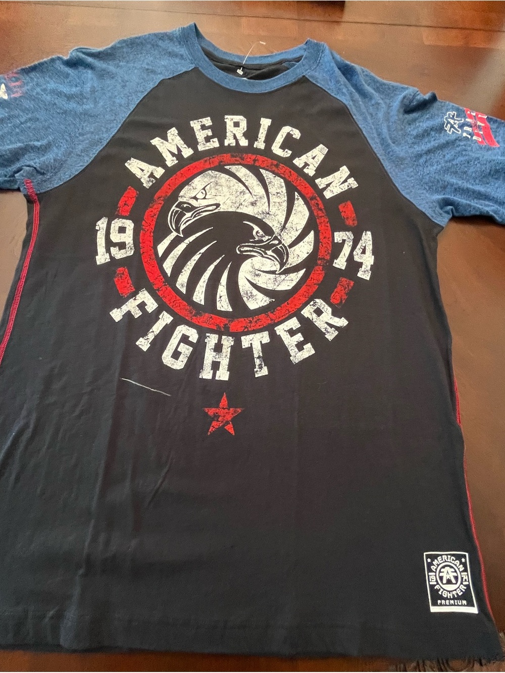 American Fighter Short Sleeve Raglan Tee - Black, Blue, Red, White